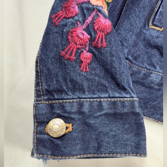 JOHNNY WAS Womens Desi Floral Embroidered Denim Jacket S Boho Cottagecore Roses - Picture 13 of 16